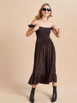 La Ligne Silk Vivian Dress Chocolate Clearance