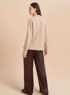 La Ligne Solid Marin Sweater Tan Melange Discount