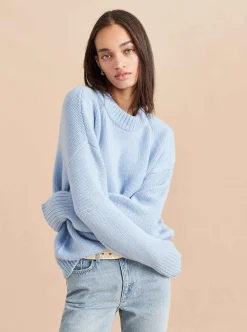 La Ligne Solid Marin Sweater Pale Blue Clearance