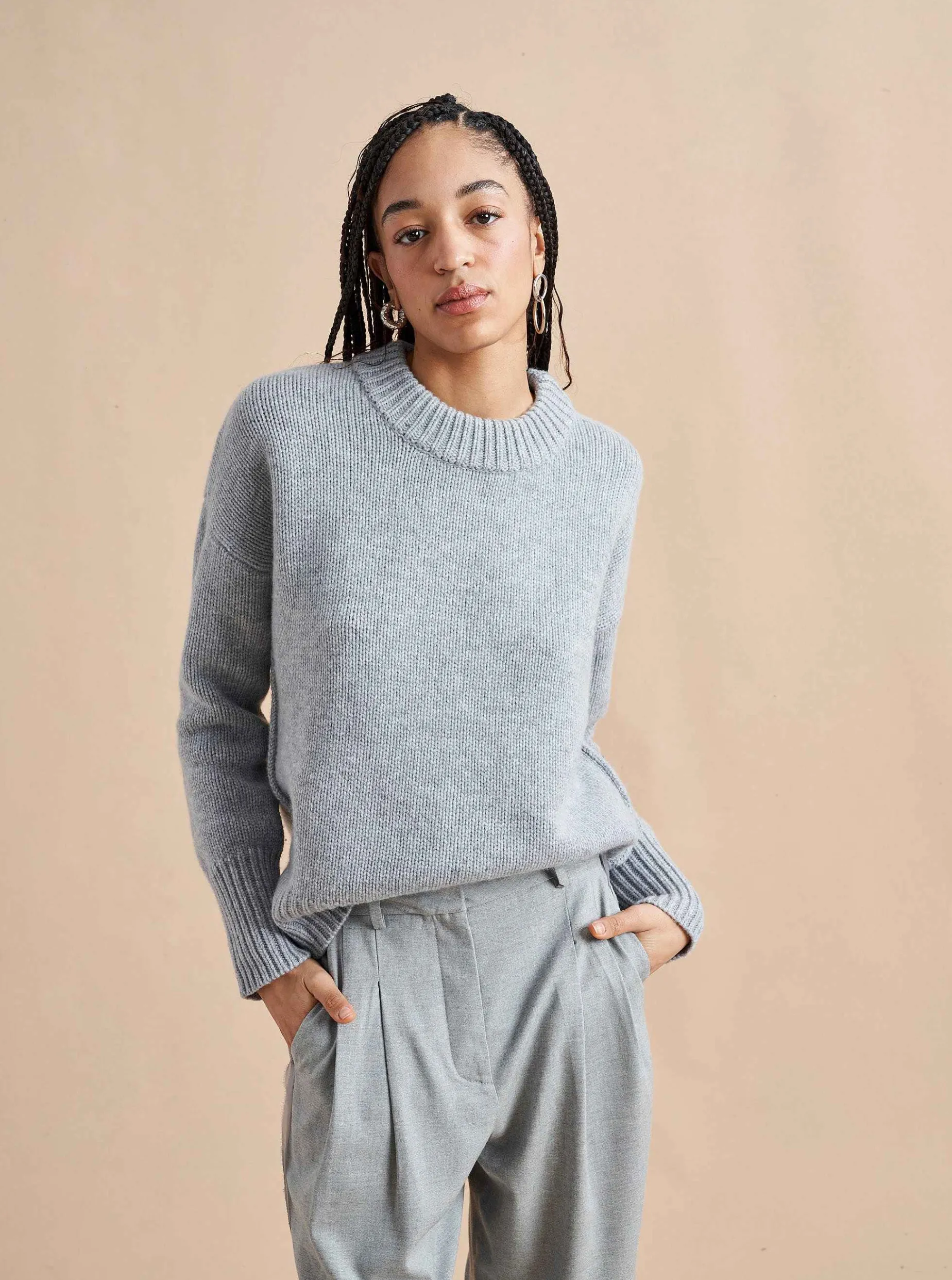La Ligne Solid Marin Sweater Grey Fashion