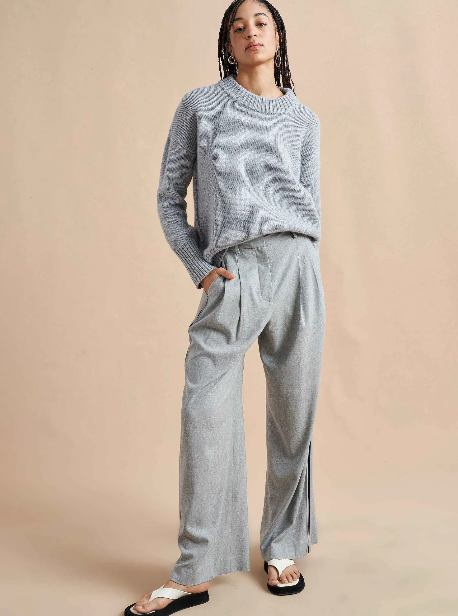 La Ligne Solid Marin Sweater Grey Fashion