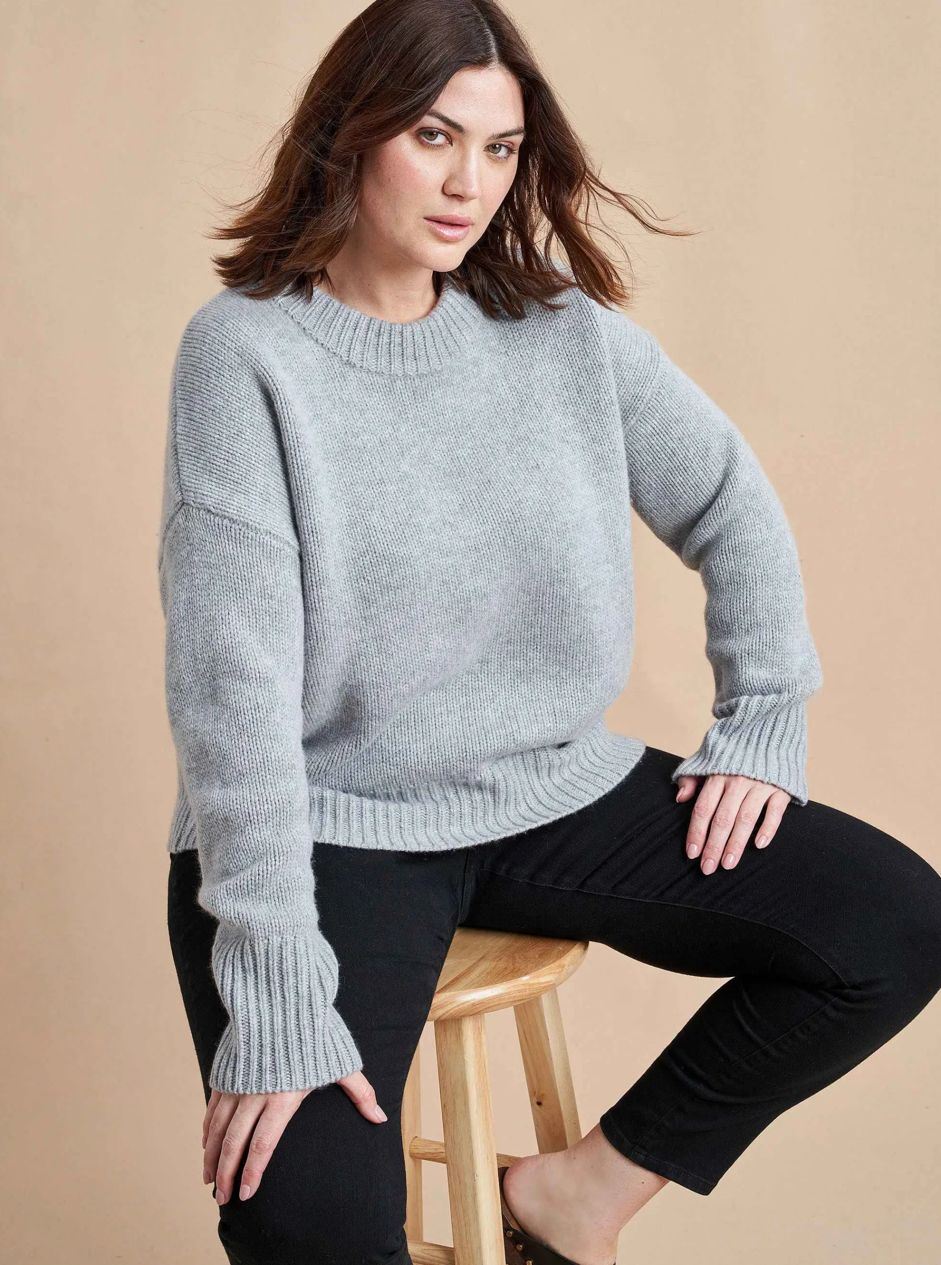 La Ligne Solid Marin Sweater Grey Fashion
