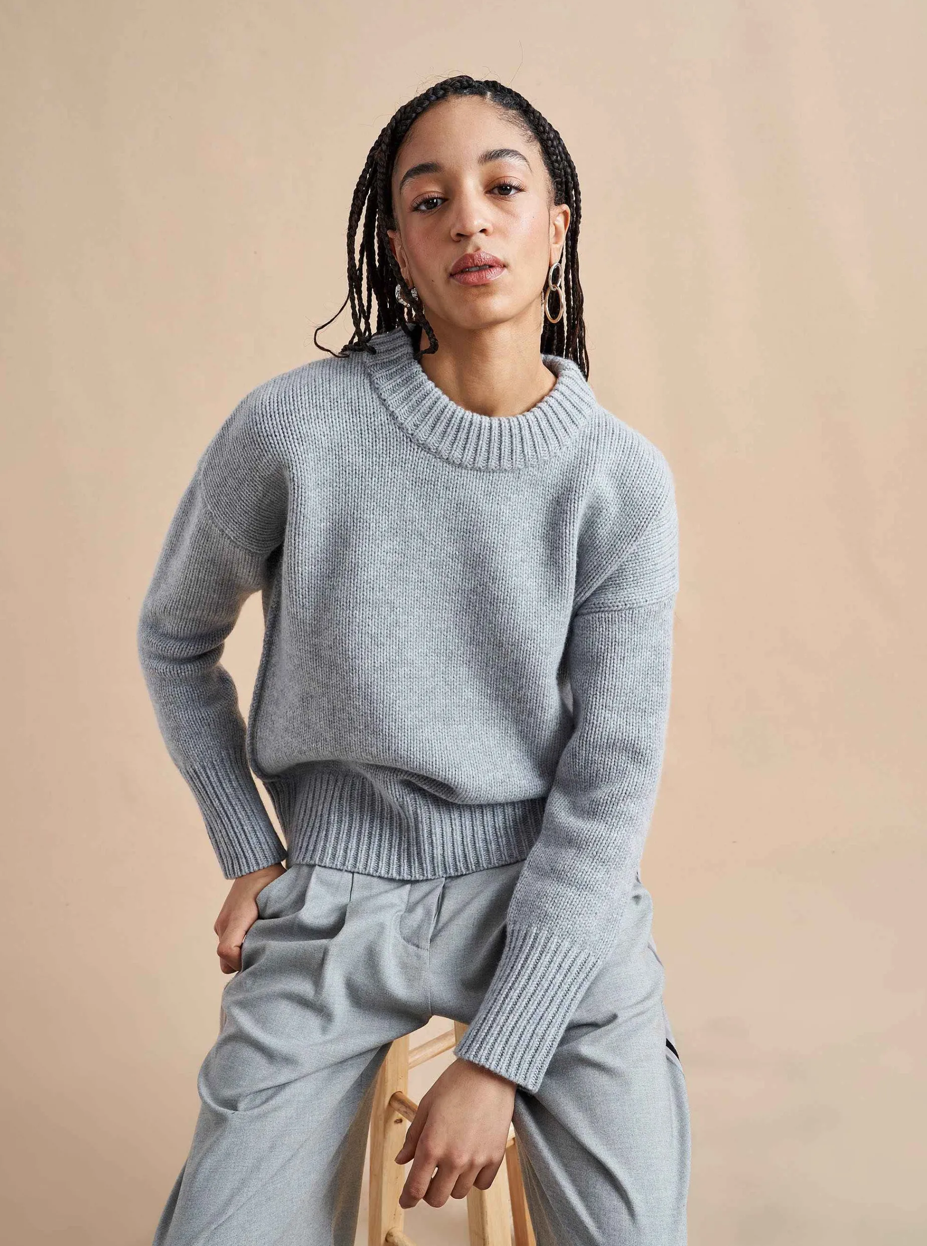 La Ligne Solid Marin Sweater Grey Fashion