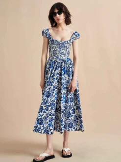 La Ligne Vivian Dress Cobalt/Floral Fashion